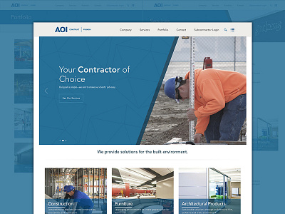 AOI Website Redesign architectural construction design furniture hero products responsive website wip