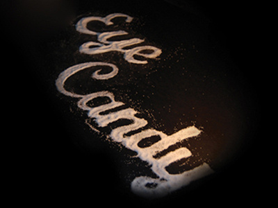 Hand made typography candy eye hand lettering photography powder sugar typography white