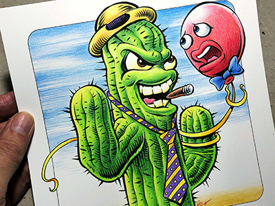 Mean Cactus anthropomorphism cartoon character illustration