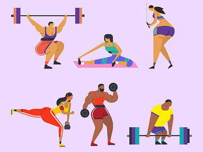 Shapes of workout SET bodybuilding deadlift design diet fit fitness flat gym illustration minimal personal protein sport stretching trainer training vector
