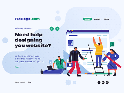 Flat Landing Page design development flat illustration like media minimal social tools ui ux vector web design webdesig website