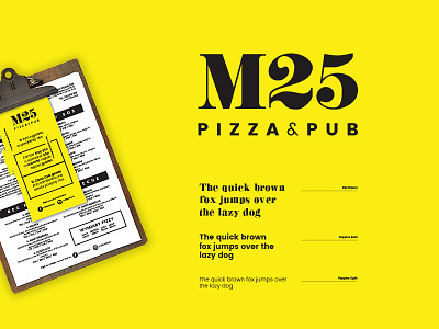M25 - PIZZA&PUB beer branding design drink illustration logo pizza pizza box pizza menu pub restaurant salads typography vector