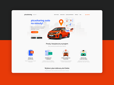 Picasharing - car for minute branding car car rental design icon kia minimal rent sharing ui ux vector web webdesign website website design