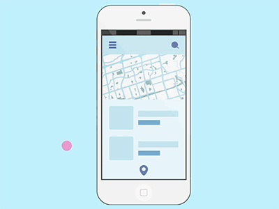 prototype in motion animated gif app blue flat foursquare geolocation gif map motion ui ux in motion wireframe