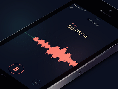 Voice Recorder dark dark ui ios app minimal recorder sound wave ux