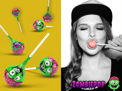 ZombiePop branding branding design candy cartoon cartoon illustration design designideas designinspiration illustration lollipop lollipops packaging vector zombie