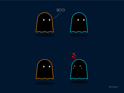 Commitment is scary boo comic cute ghost halloween illustration love relationships