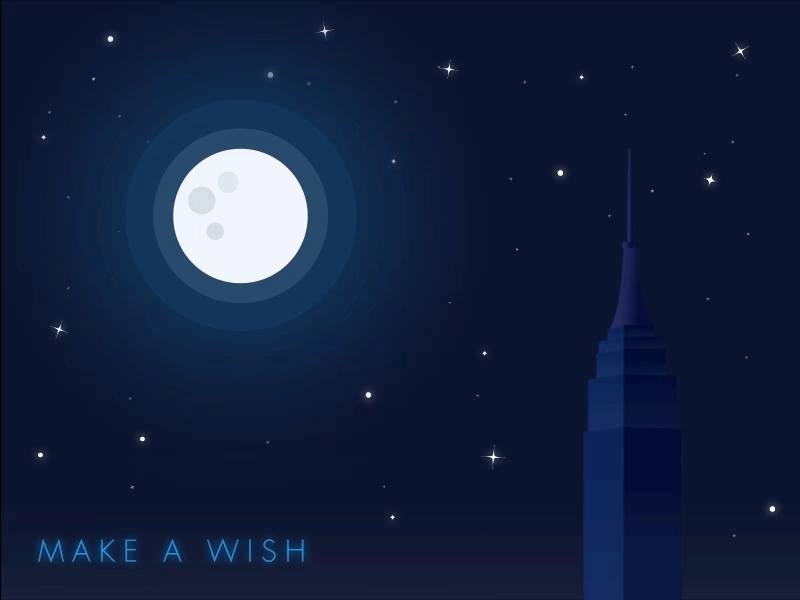 Make A Wish after effects animation empire state building gif make a wis moon new york night nihilism shooting stars starry night stars