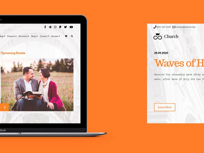 Church WordPress Theme Laptop View church church branding church design church marketing church template faith god illustration page builder plugins religion religious responsive site builder template theme web design web design agency web development wordpress