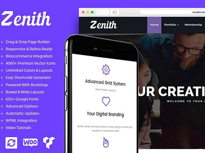 Zenith WordPress Theme Features agency design gallery page builder photography plugins portfolio responsive responsive design site builder template theme web design web developer web development webdesign wordpress wordpress design wordpress development wordpress theme