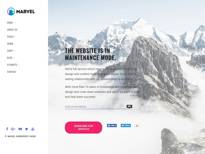 Maintenance Mode Page - Marvel WordPress Theme design illustration layout logo maintenance mode menu navigation plugins responsive site builder template theme vertical vertical navigation web design wordpress wordpress plugins wordpress theme
