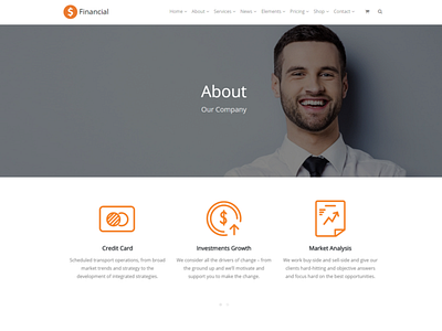 About Company Page - Financial WordPress Theme animation business consulting css design financial graphic design illustration market money plugins responsive site builder stocks template templates theme ui web design wordpress