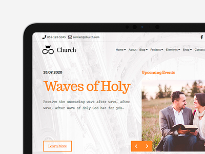 Church WordPress Theme - Tablet View 3d animation branding church css faith graphic design html logo motion graphics php plugins religous responsive site builder template theme ui wordpress wordpress theme