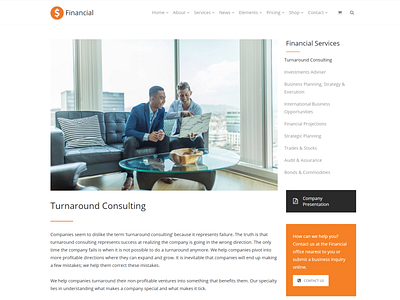 Service Post Page - Financial WordPress Theme