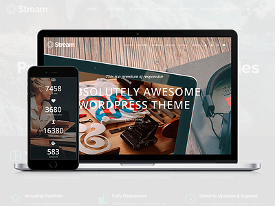 Stream - Landing Page WordPress Theme by Visualmodo landing page one page plugins responsive site builder theme web design web development wordpress