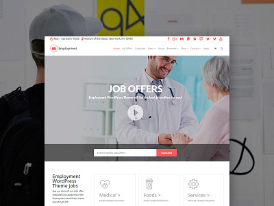 Employment WordPress Theme: Jobs Portal - Front-Page agency apply blog design employment job landing page opportunity page builder plugins portal posts responsive resumes site builder template theme web design web development wordpress