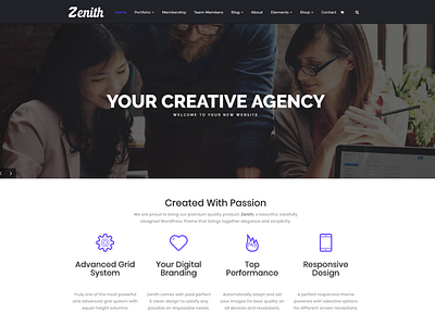 Zenith WordPress Theme Front-Page - Responsive Site Builder agency blog builder branding design illustration landing page page builder plugins portfolio responsive site builder slider template theme typography ui ux web design web development wordpress