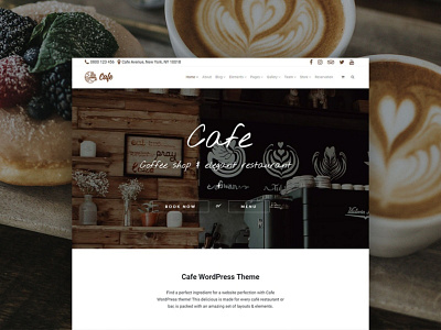 Cafe WordPress Theme - Product Front-Page bootstrap cafe cafe logo cafeteria coffee coffee shop design page builder plugins responsive restaurant site builder template theme web design web development wordpress wordpress design wordpress development wordpress theme