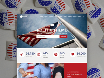 Politic WordPress Theme - Candidate Campaign Responsive Template candidate design governmental newsletter page builder party plugins politic political politician responsive site builder template templates theme web design web development webdesign website wordpress