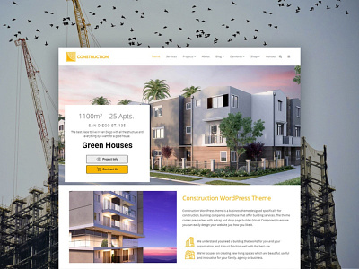 Construction WordPress Theme Product Front Page branding building building icon construction construction company construction logo construction website construction worker developer plugins properties property developer responsive site builder template theme web design web development wordpress