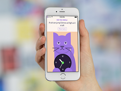 CatWatch for iOS app cat cats clock facts flat ios ui ux watch
