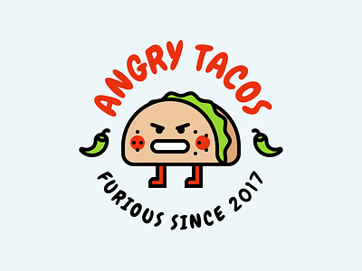 Angry Tacos brand branding fastfood food icon jalapeños logo taco tacos