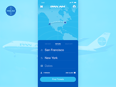 Pan Am App Concept airline app brand ios mobile pan am planes tickets travel ui ux visual design