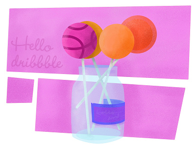 Hello Dribbble! candy debut firstshot hellodribbble illustration lollipops procreate sketch welcome