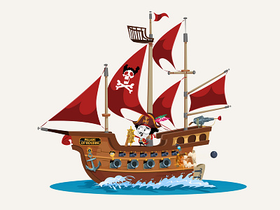 Pirate Ship illustration vector art wall art