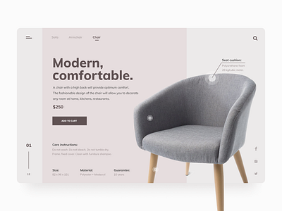 Modern, Comfortable Furniture. ecommerce furniture modern online store shopping ui webdesign