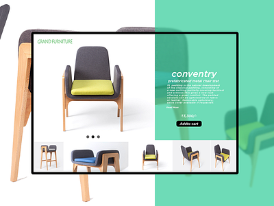 furniture landing page ui with aqua theme aqua branding design flat furniture illustration landing page typography ui uidesign ux web 3.0