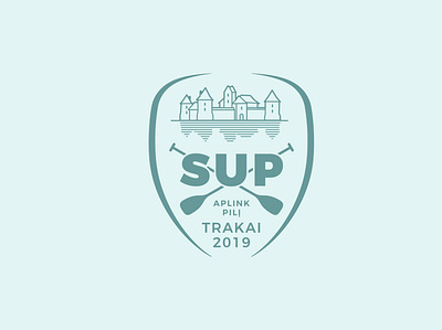 Trakai SUP athletics branding castle logo coat of arms design flat lake logo logo design reflexion sports sports branding sports logo stand up paddling sup