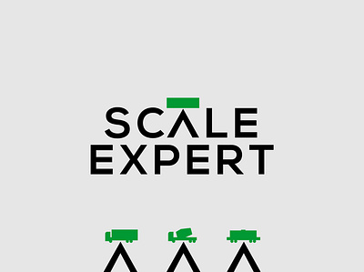 SCALE EXPERT logo idea branding design flat heavy load illustration logo logo design scales train truck typography ui ux vector weighing
