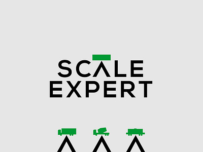 SCALE EXPERT logo idea branding design flat heavy load illustration logo logo design scales train truck typography ui ux vector weighing