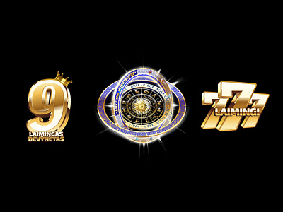 Lottery symbols 75 77 777 9 branding design flat horoscope logo lottery lottery tickets typography vector
