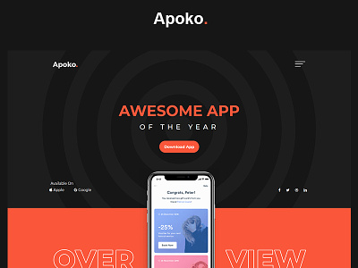 Apoko - Software & App Landing Page HTML Template app app landing page app landing template bootstrap4 envato envatomarket html html template landingpage one page themeforest web design webdesign