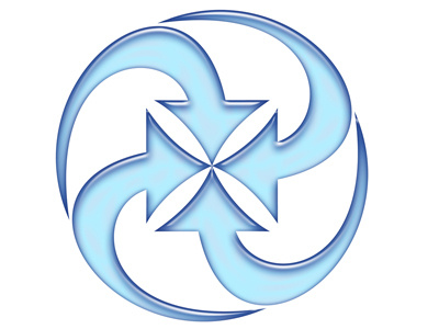 Uas arrow blue circle cross logo religion round