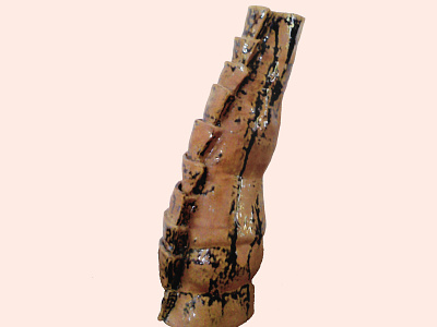 continual art ceramic cylindrical nature peach scales sculpture terracotta