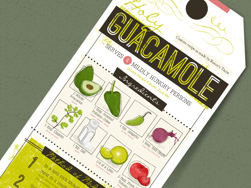 Holy Guacamole recipe card illustration fun tag guacamole food humor vegetables mmmmmm