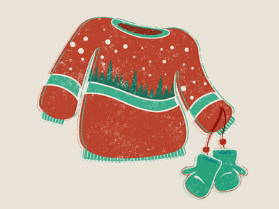 Holiday Sweater christmas clothing holidays illustration mittens retro sweater