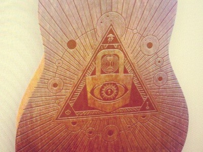 Ukulele Engraving consciousness engraved etched mock up third eye wood