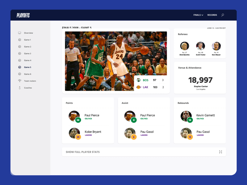 Playoff animation ui web design