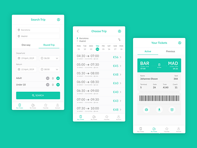 Travel App location mobile tickets train ui