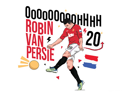 Football Illustration - Robin van Persie - Manchester United design digitalart football football design goal illustration manchester united nft robinvanpersie vanpersie
