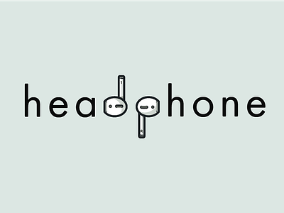 Headphone Wordmark adobe adobeillustrator branding design flat illustrator logo minimal typography
