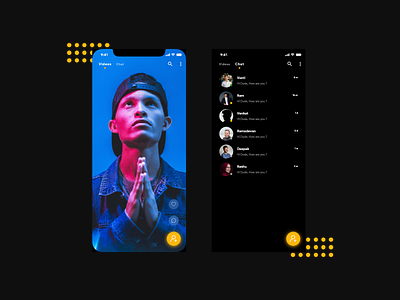 New Concept Design (TikTok + What's app) black chat flat messenger prototype uidesign uiux userinterface yellow
