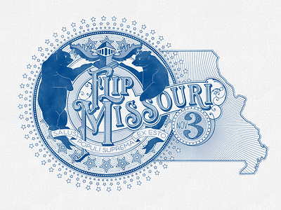 Flip Missouri bear blue cover democrat flag flip illustration insurance map lines missouri star texture vote