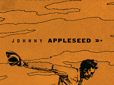 Johnny Appleseed arrow black branding cowboy dots logo orange screen printing screen tone