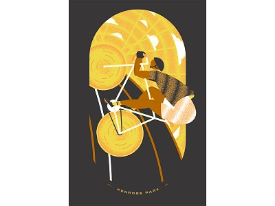 Penrose Park: St. Louis Local Lands Poster Expo 2022 bike clouds design fast illustration lines orange poster texture velodrome yellow