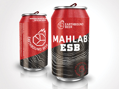 Earthbound Beer Can - Mahlab ESB beer earthbound eb red slash topographic map